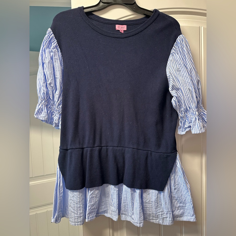 Navy and Blue Striped Top